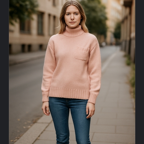Cozy Pink mock Neck Sweater with Chunky Knit and Relaxed Fit sz M - Picture 10 of 10